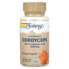 Кордицепс 500 мг, Solaray Mushrooms Cordyceps, 60 вегетарианских капсул