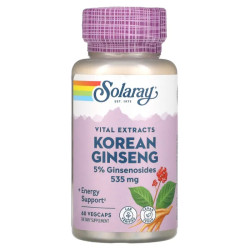 Корейский женьшень экстракт корня 535 мг, Solaray Korean Ginseng Root Extract, 60 растительных капсул