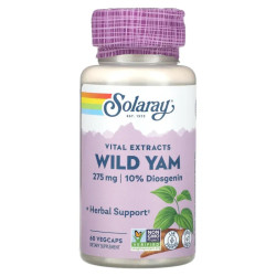 Дикий ямс 275 мг, Solaray Vital Extracts Wild Yam, 60 вегетаріанських капсул