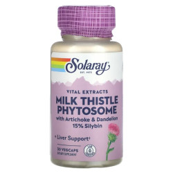 Расторопша, Milk Thistle Phytosome Vital Extracts Solaray, 30 вегетарианских капсул