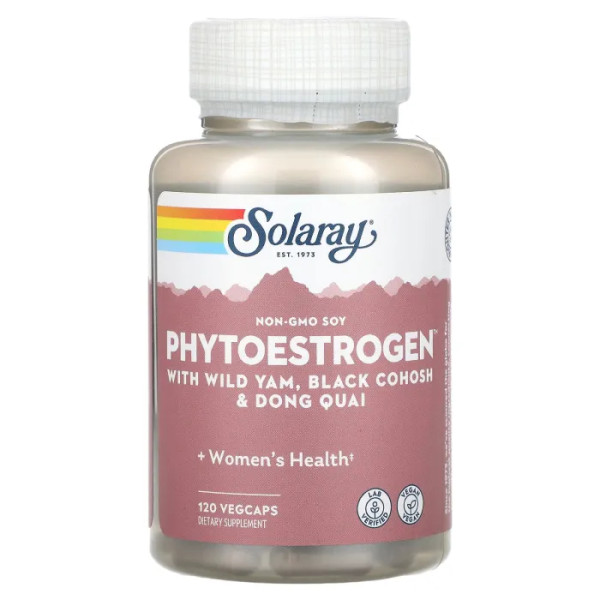 Фітоестрогени, Phytoestrogen, Solaray, з диким ямсом, клопогоном чорним та донг-кваєм, 120 вегетаріанських капсул.