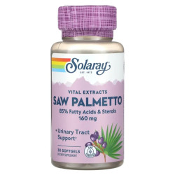 Пальма сереноа 160 мг, Solaray Vital Extracts Saw Palmetto, 30 гелевых капсул