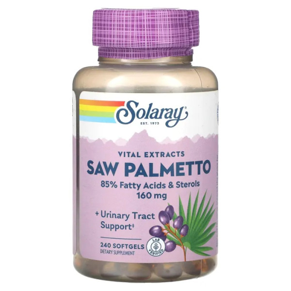Со пальметто, Saw Palmetto, Vital Extracts, Solaray, 160 мг, 240 гелевих капсул