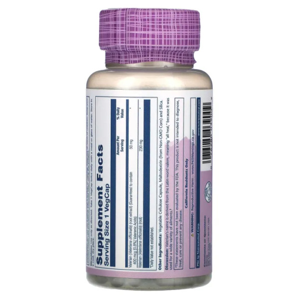 Валеріана, Valerian, Vital Extracts, Solaray, 50 мг, 60 вегетаріанських капсул