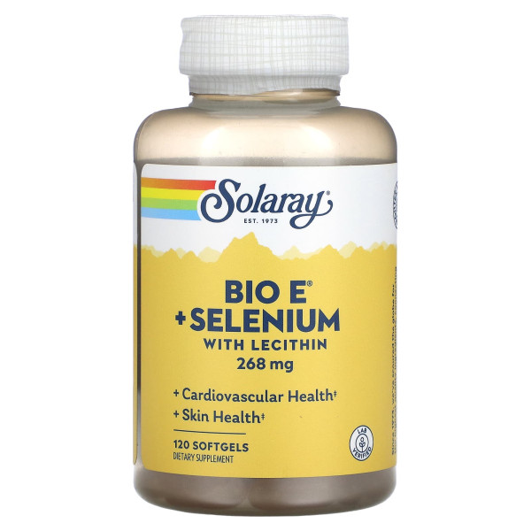 Вітамін Е з селеном, Bio E + Selenium, Solaray, 134 мг, 120 гелевих капсул