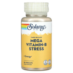 Вітаміни групи B, Mega Vitamin-B Stress Solaray, уповільнене вивільнення, 60 вегетаріанських капсул