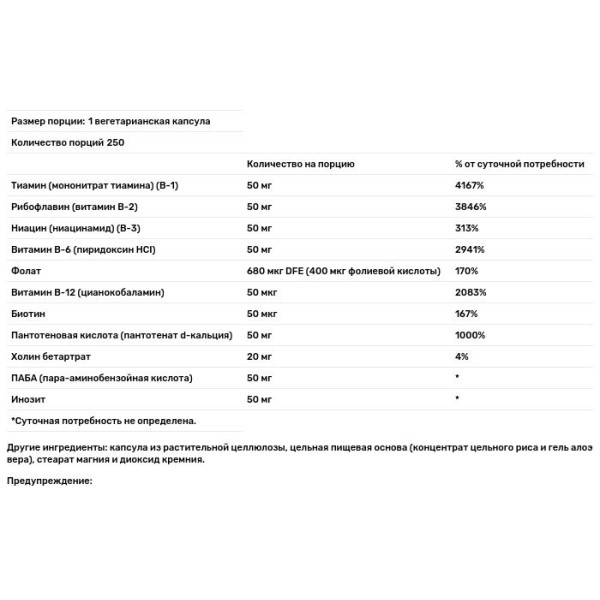 Витамины В-50 комплекс, B-Complex 50, Solaray, 250 капсул
