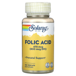 Фолієва кислота 470 мкг, Folic Acid Solaray, 100 рослинних капсул