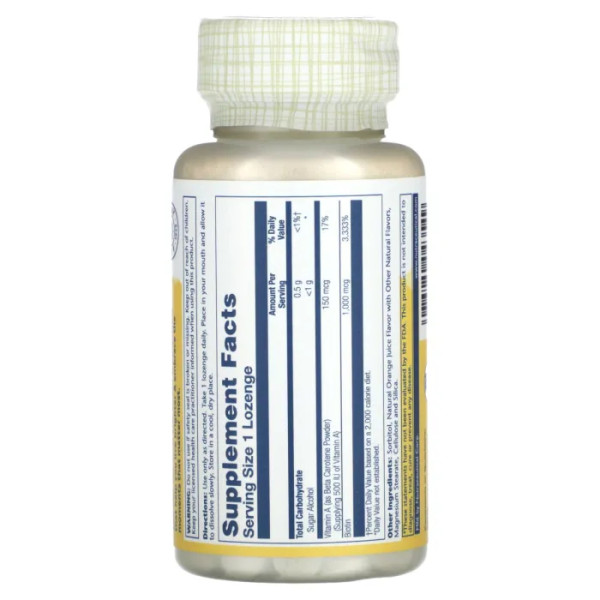 Біотин, Biotin, Solaray, апельсин, 1000 мкг, 100 льодяників