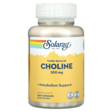 Холін 300 мг пролонгованого вивільнення, Solaray Choline, 100 капсул