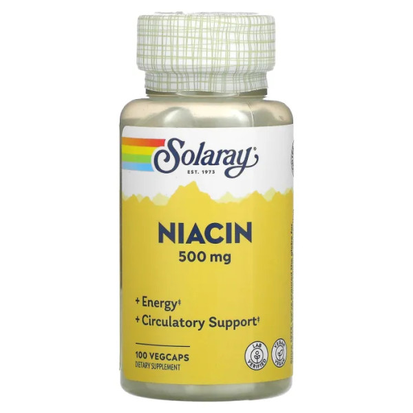 Ніацин, Niacin, Solaray, 500 мг, 100 капсул