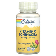 Витамин C 500 мг с эхинацеей, Solaray Vitamin C Echinacea, 60 вегетарианских капсул