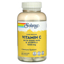 Витамин C 1000 мг, Vitamin C Solaray, двухфазное высвобождение, 250 капсул