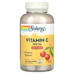 Вітамін C 500 мг, жувальні, Vitamin C Chewable Solaray, 100 жувальних цукерок