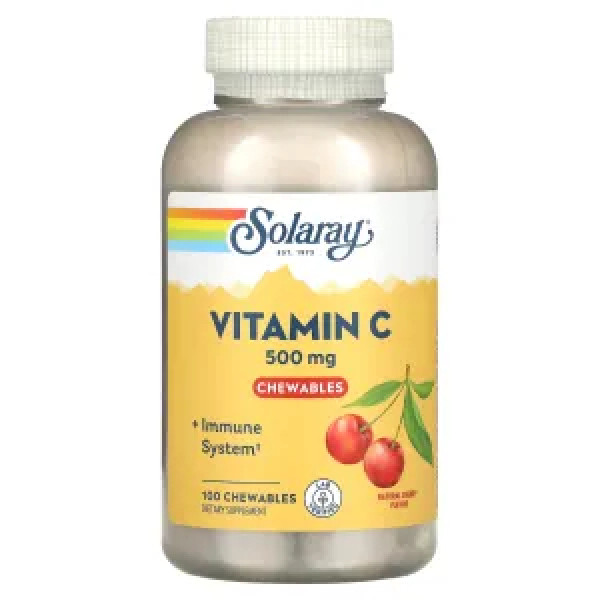 Вітамін С жувальний, Vitamin C Chewable, Solaray, 500 мг, 100 жувальних цукерок