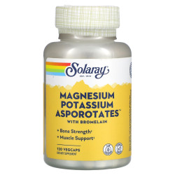 Магний и калий аспартат, Magnesium and Potassium Solaray, 120 капсул