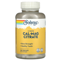 Кальцій та магній 1:1, Cal-Mag Citrate Solaray, високоефективний, 180 капсул