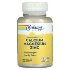 Кальцій магній цинк, Calcium Magnesium Zinc Solaray, 100 вегетаріанських капсул
