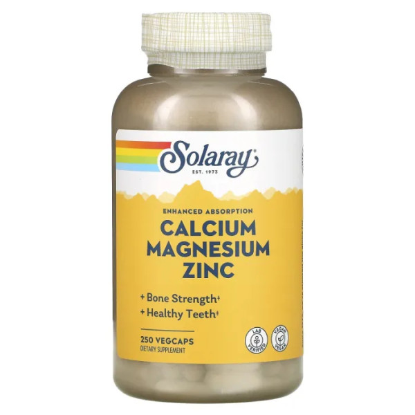 Кальцій, магній і цинк, Calcium, Magnesium, Zinc, Solaray, 250 капсул