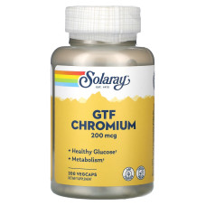 Хром 200 мкг, GTF Chromium Solaray, 200 вегетарианских капсул