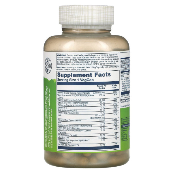 Мультивітаміни для енергії, Multi-Vita-Min, Solaray, 1 в день, 120 капсул