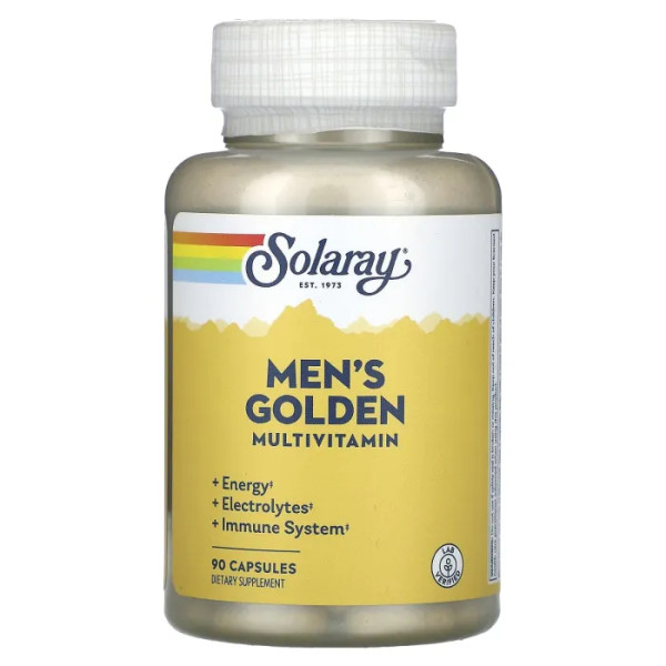 Мультивітаміни для чоловіків, Men's Golden Multivitamin, Solaray, 90 капсул