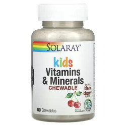 Мультивитамины для детей жевательные, вкус вишня, Solaray Children's Vitamins and Minerals, 60 таблеток