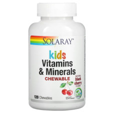 Мультивітаміни для дітей, Solaray Children's Vitamins and Minerals, смак вишня, 120 таблеток