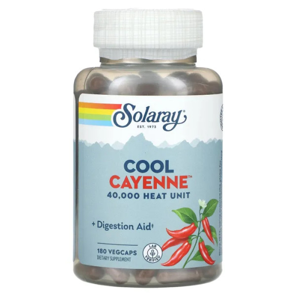 Кайєнський перець, Cool Cayenne, Solaray, 180 вегетаріанських капсул