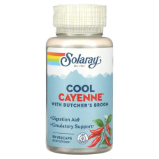 Кайєнський перець, з колючою голкою, Solaray Cool Cayenne With Butcher's Broom, 90 вегетаріанських капсул