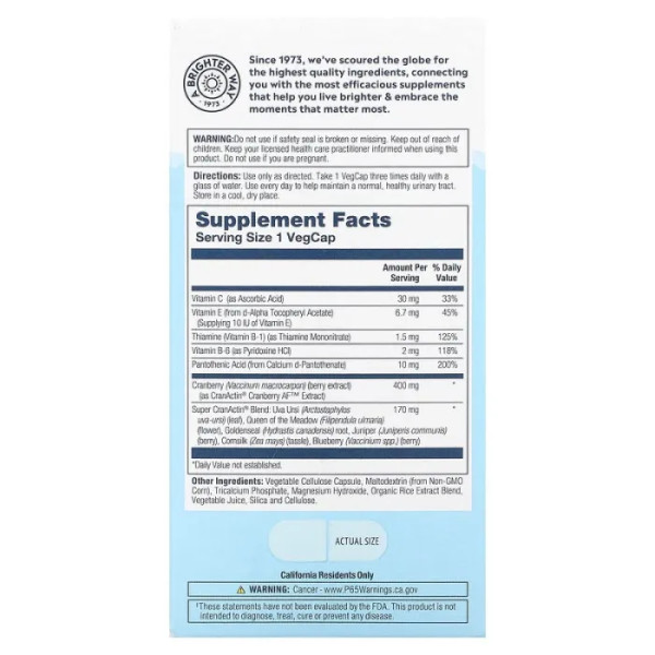 Журавлина, Super CranActin, Solaray, со смесью травяной поддержки, 400 мг, 120 вегетарианских капсул