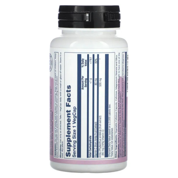 Амла, AMLA, Vital Extracts, Solaray, 500 мг, 60 вегетаріанських капсул