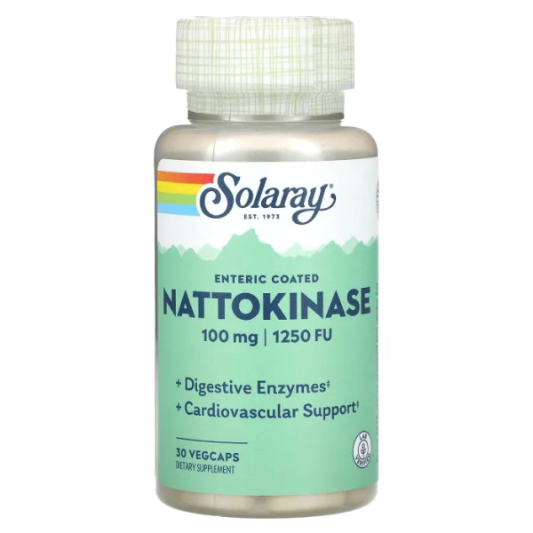 Наттокіназа, Nattokinase, Solaray, 100 мг, 1250 FU, 30 вегетаріанських капсул