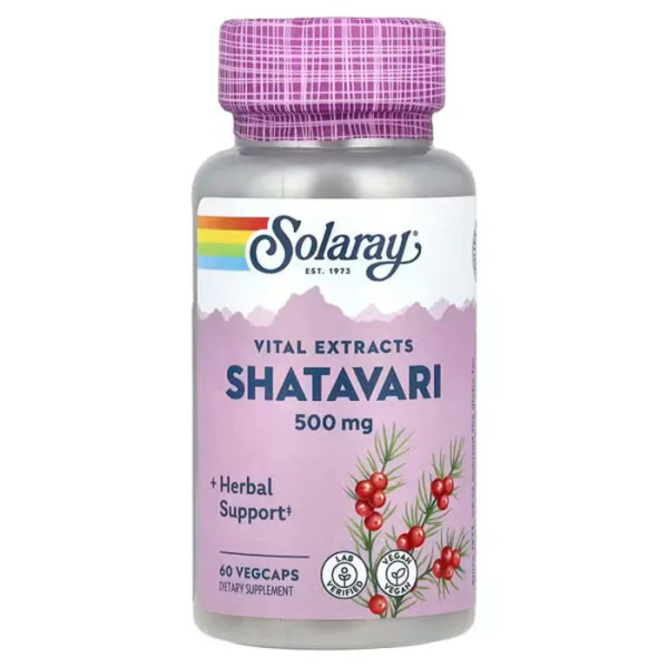 Шатаварі, Shatavari Root Extract, Solaray, екстракт кореня, 500 мг, 60 вегетаріанських капсул