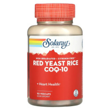 Червоний дріжджовий рис + коензим Q10, Red Yeast Rice + CoQ-10 Solaray, 90 капсул