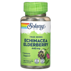 Эхинацея и бузина 440 мг, Echinacea Elderberry True Herbs Solaray, 100 вегетарианских капсул