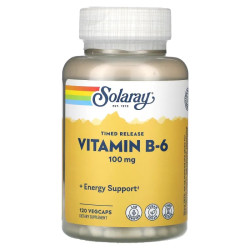 Витамин B6 100 мг, Solaray Vitamin B-6, 120 вегетарианских капсул