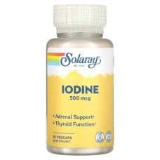 Йод 500 мкг, Solaray Iodine, 30 вегетаріанських капсул