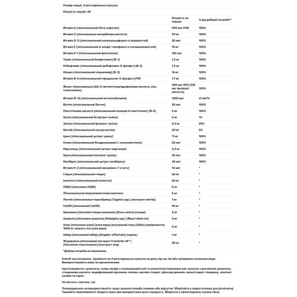 Мультивітаміни ліпосомальні для жінок 50+, High Potency Women's 50+, Solaray, 120 вегетаріанських капсул