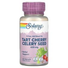 Екстракт вишні та насіння селери 620 мг, Solaray Tart Cherry Celery Seed, 60 вегетаріанських капсул