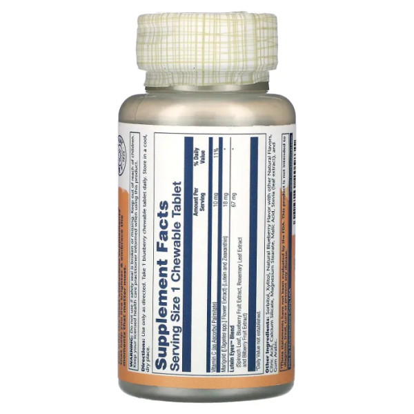 Лютеїн для очей, Lutein Eyes 18, Solaray, смак чорниці, 30 жувальних таблеток