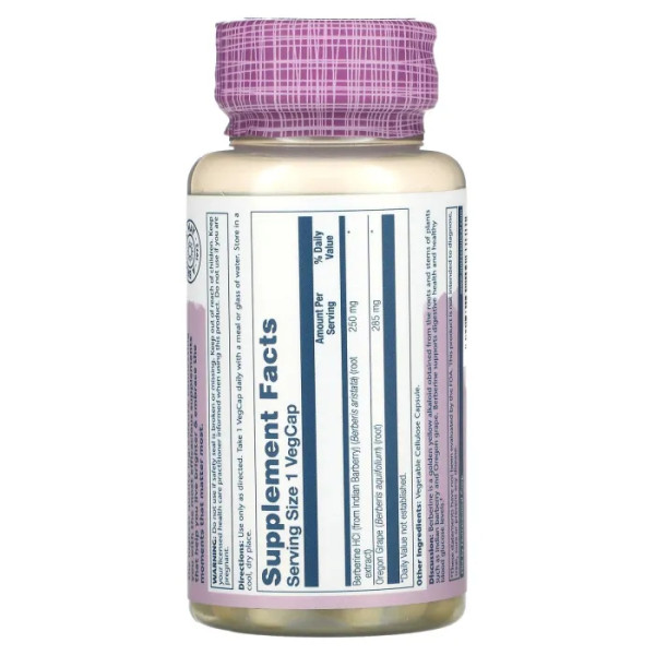 Берберін, Berberine, Solaray, екстракт кореня, 60 рослинних капсул