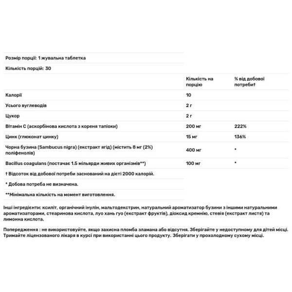 Чорна бузина з самбуактином, Black Elderberry, Solaray, 30 жувальних таблеток