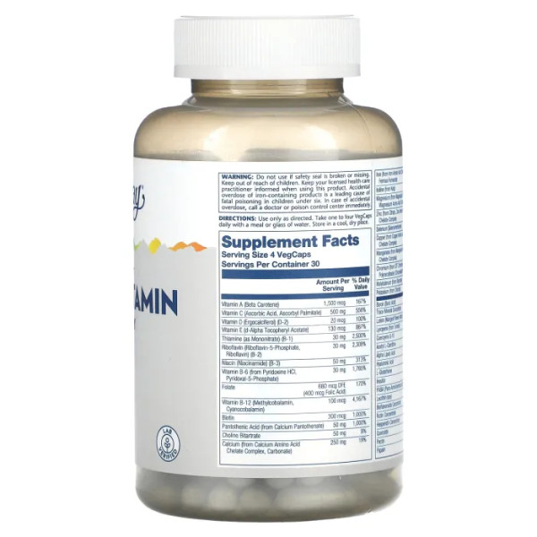 Мультивітаміни для енергії, Spectro Energy Multivitamin, Solaray, 120 капсул