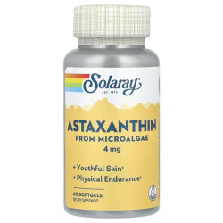 Астаксантин 4 мг, Solaray Astaxanthin, 60 гелевих капсул