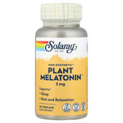 Мелатонин 3 мг, Plant Melatonin Solaray, 30 растительных капсул