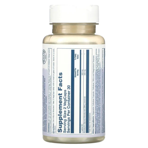 L-лізин монолаурін, L-Lysine Monolaurin, Solaray, 60 вегетаріанських капсул