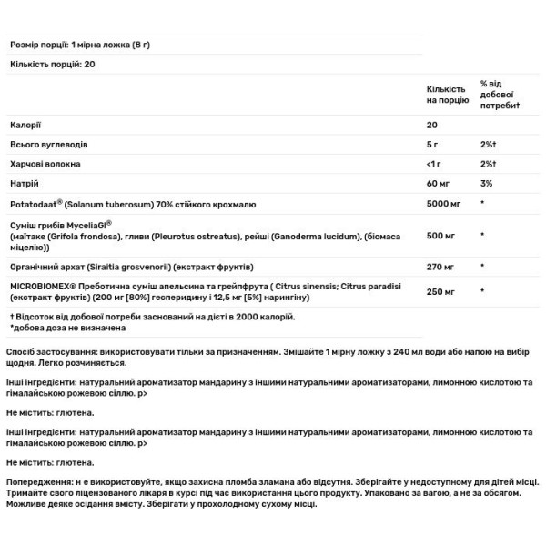 Пребіотик Мікробіом, Mycrobiome Prebiotic, Solaray, порошок, смак цитрусовий, 160 г
