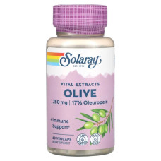 Олива 250 мг, Olive Vital Extracts Solaray, 17% олеуропеина, 60 вегетарианских капсул