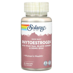 Фитоэстрогены, PhytoEstrogen Solaray, с диким ямсом, клопогоном и донг-кваем, 30 вегетарианских капсул